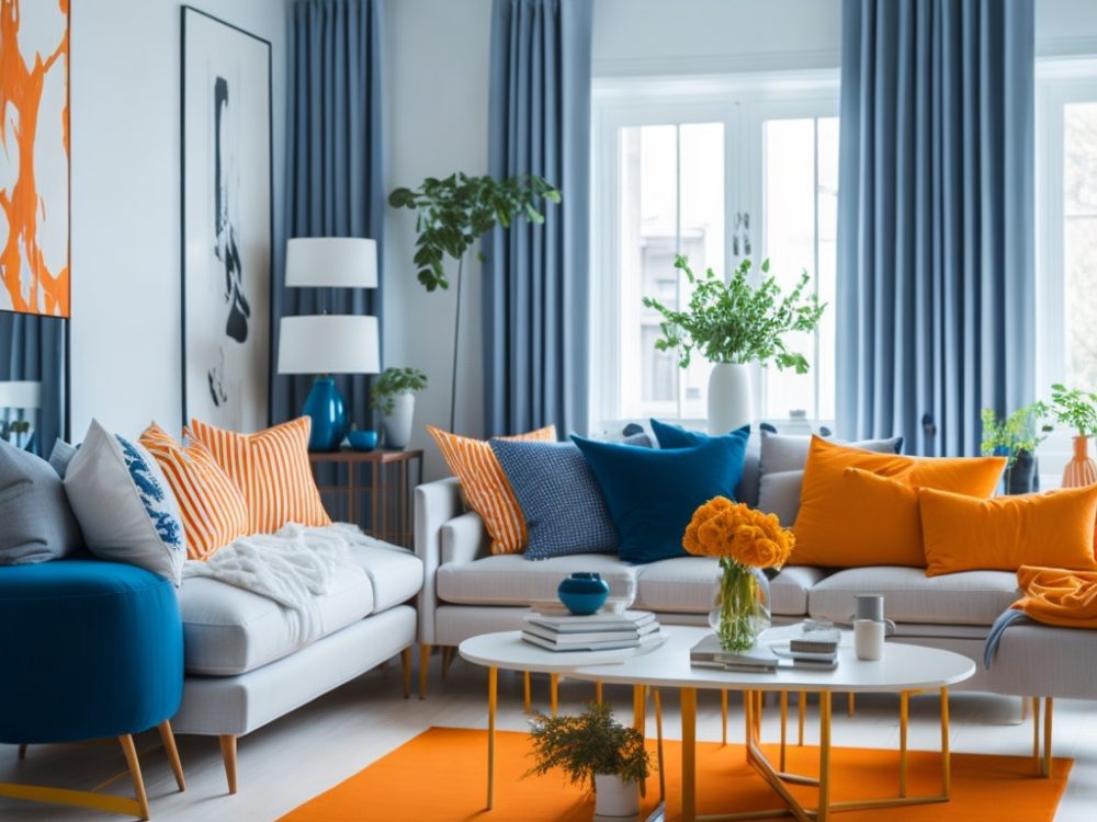 Leonardo_Diffusion_living_room_with_orange_white_and_blue_tone_0